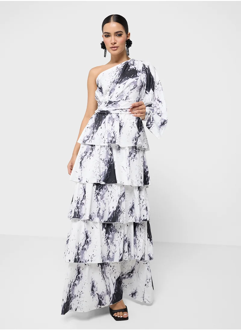 ELLA One Shoulder Printed Dress