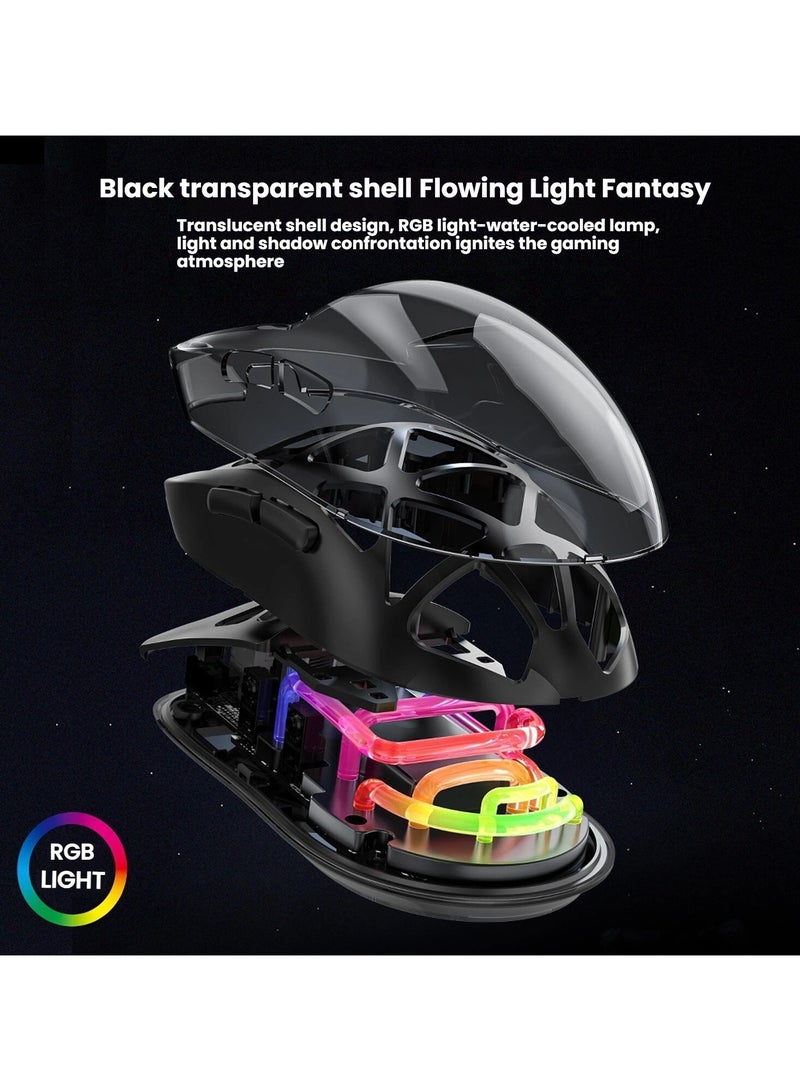Hollow lightweight three-mode Bluetooth wireless 2.4G charging gaming gaming RGB luminous mouse - Image 2