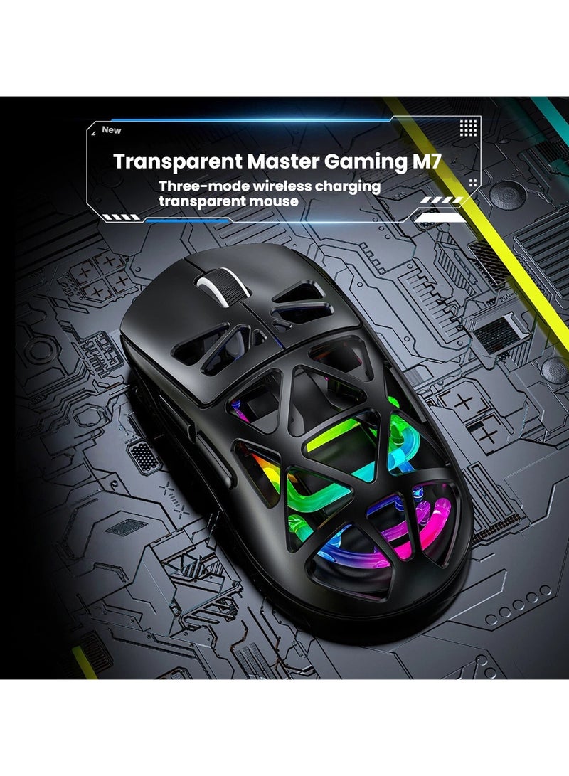 Hollow lightweight three-mode Bluetooth wireless 2.4G charging gaming gaming RGB luminous mouse - Image 1