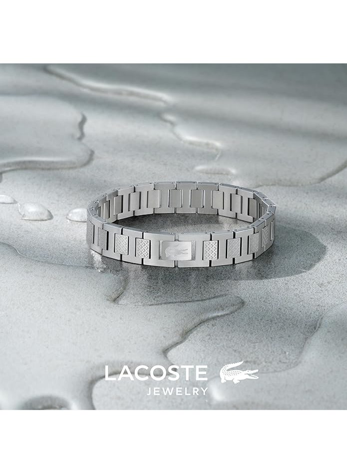 Lacoste Metropole Bracelet – Unisex H-Link with Crocodile Clasp – Adjustable Polished Finish Accessory - Image 1