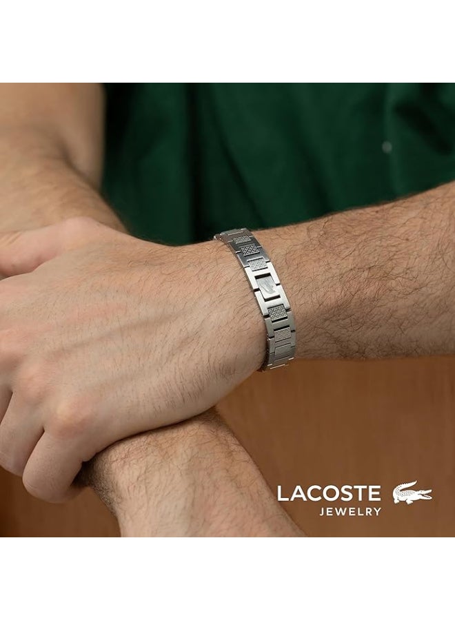 Lacoste Metropole Bracelet – Unisex H-Link with Crocodile Clasp – Adjustable Polished Finish Accessory - Image 4