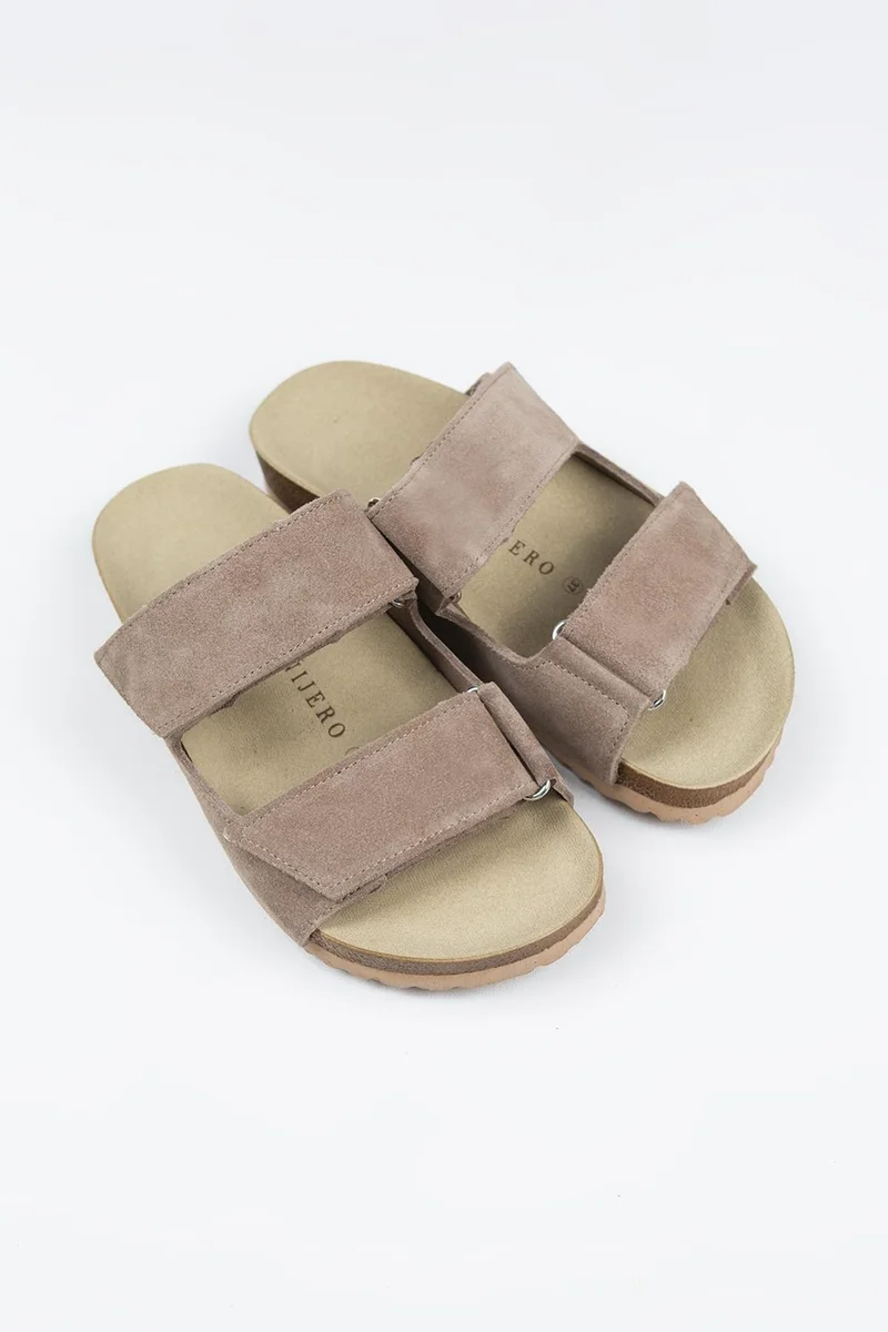Manijero Manijero Vina Genuine Leather Velcro Mink Slippers