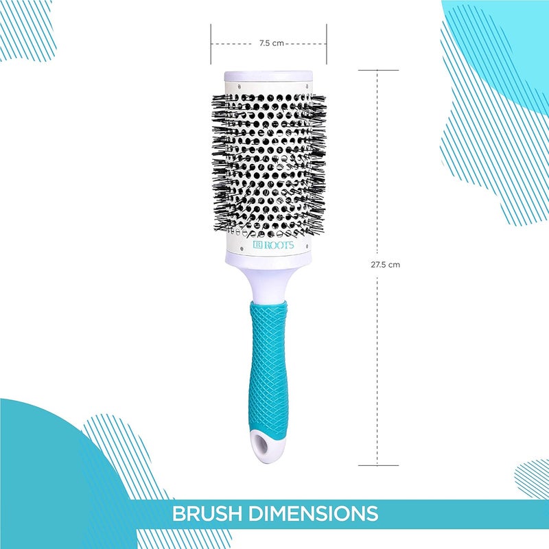 Roots Professional Ceramic Barrel Hair Brush Lightweight Round Brush for Women AntiFrizz Styling Brush for Smooth Healthy Hair Easy Grip HeatResistant Rubber Grip Handle Blow Drying Curling Straightening Barrel Diameter 295 Inch Length 107 Inch Model PEC581 - Image 2