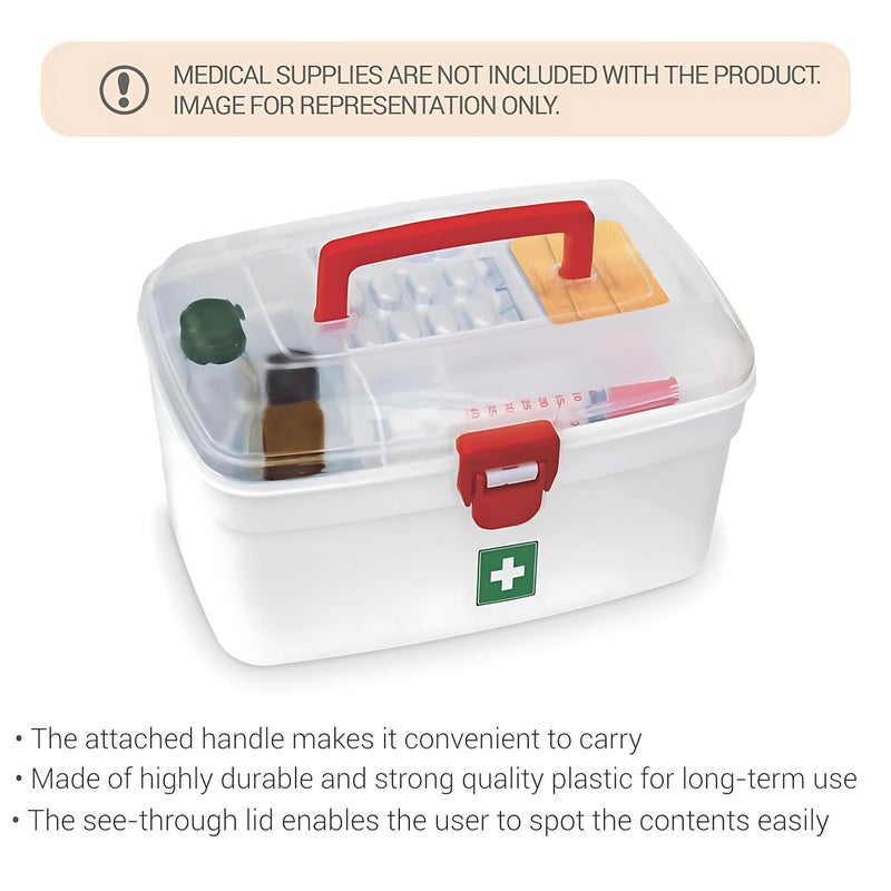 ARCYU صندوق طبي ARCYU، قطعة واحدة، أبيض | صندوق طبي طارئ | صندوق تخزين الأدوية | منظم خزانة الطوارئ | صندوق طبي مع صينية قابلة للفصل | منظم الأدوية | استخدام طبي داخلي وخارجي - Image 4