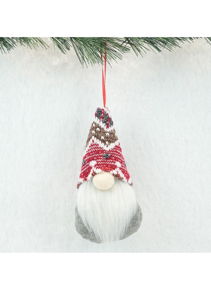 xozgdovg Short-legged snowman doll ornaments gift hanging red brown fluffy white stripes