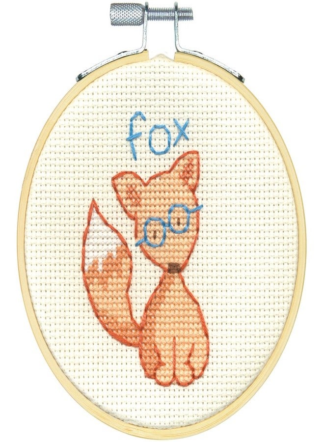 Dimensions Clever Fox Mini Counted Cross Stitch Kit for Beginners, 4'' - Image 1