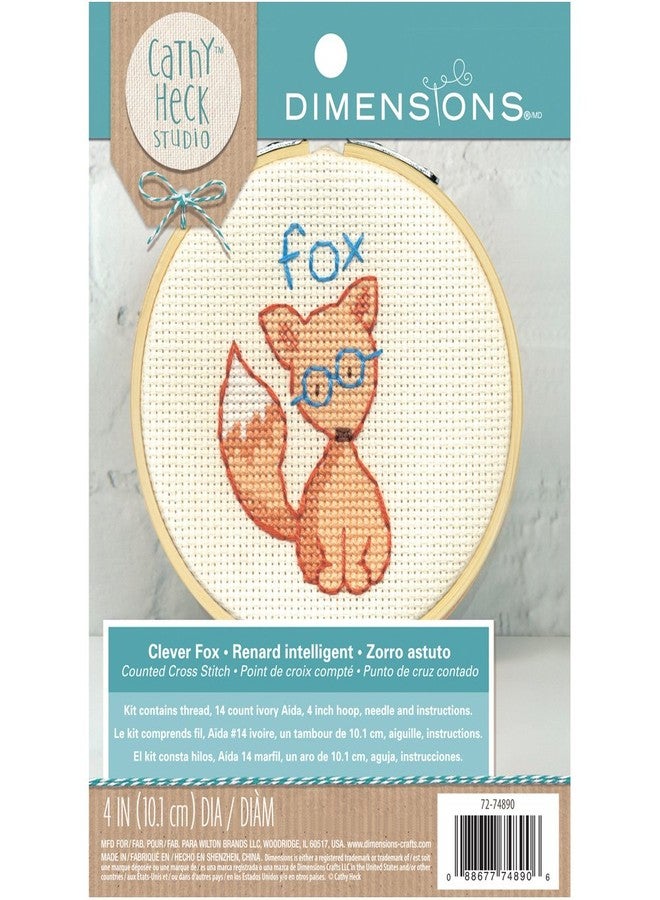 Dimensions Clever Fox Mini Counted Cross Stitch Kit for Beginners, 4'' - Image 3