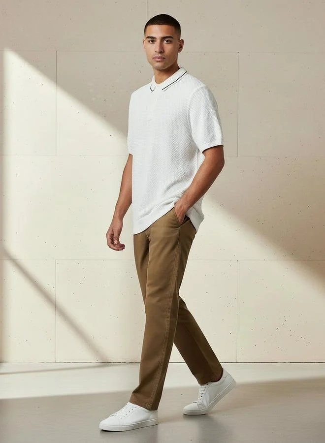 ايكونيك Iconic Men Short Sleeves Textured Polo T shirt