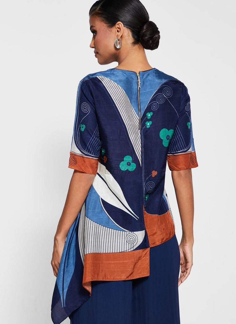 AMPM - Asymmetric Printed Short Kiurti - Image 1
