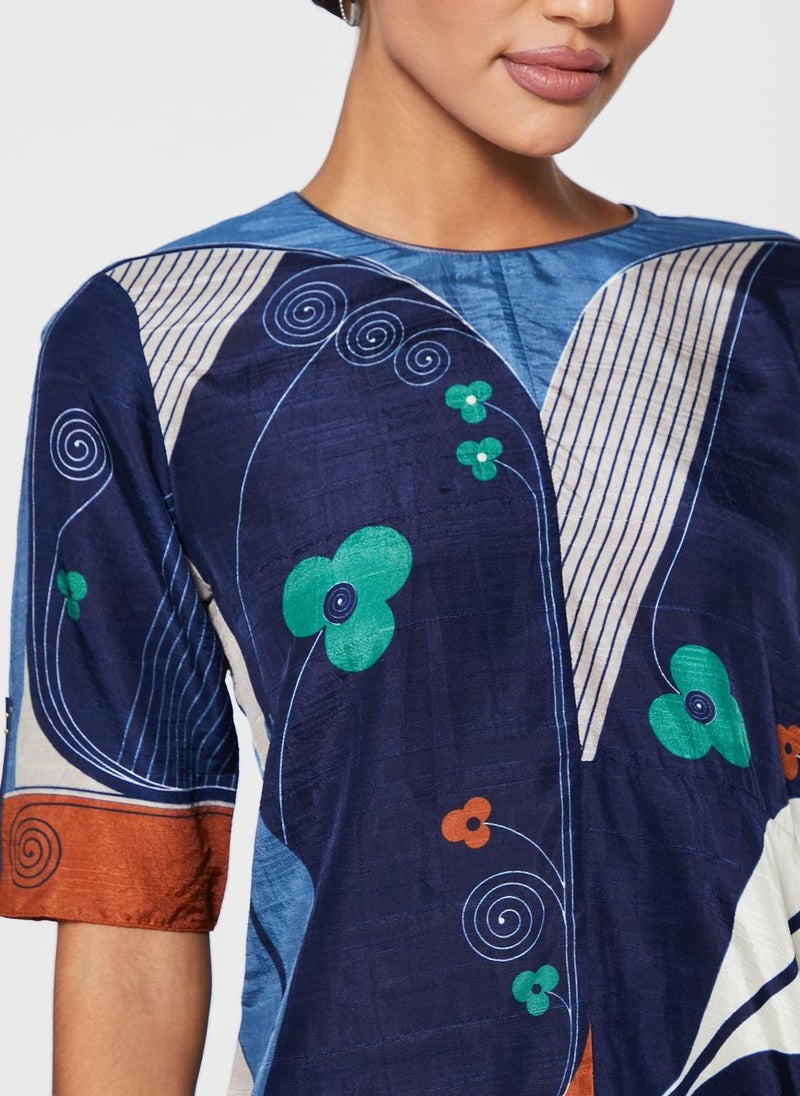 AMPM - Asymmetric Printed Short Kiurti - Image 1