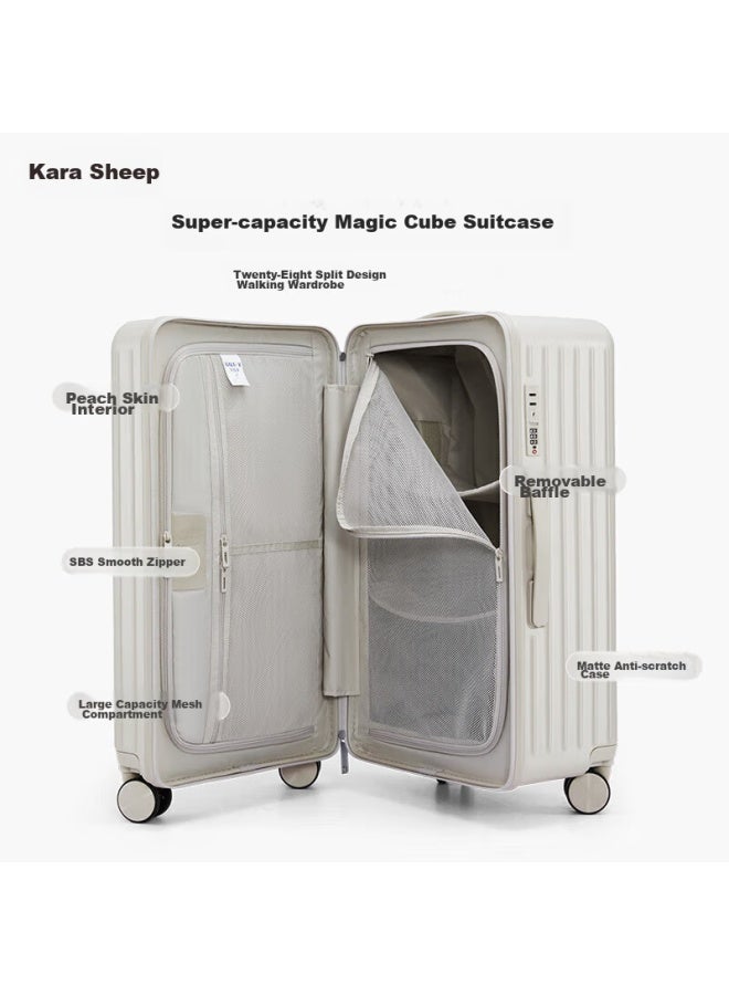 كالي Kala Yang 20-inch حقيبة سفر كبيرة السعة، عربة أمتعة للرجال والنساء، حقيبة سفر محمولة Cloud Cube Cx8119 لون الشوفان الرمادي - Image 1