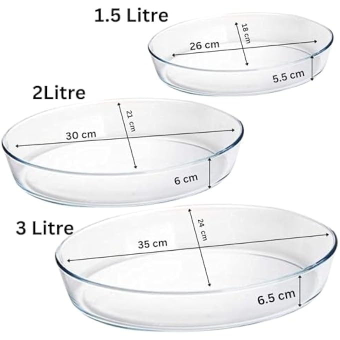 rayihni Glass Baking Dish Set Of 3 Borosilicate Rectangular Oven Safe Tray Bowls 15L 20L 30L Clear Heat Resistant Cookware For Lasagna Casseroles Baking Dishes Set Microwave  Dishwasher Safe - Image 4
