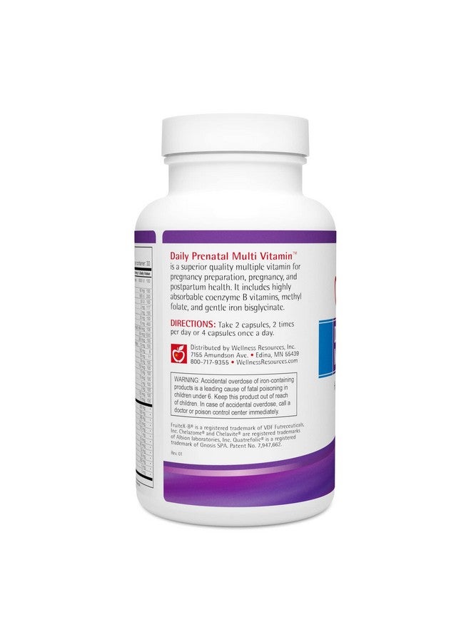 Wellness Resources Daily Prenatal Multi Vitamin - High Absorption Methyl Folate, Coenzyme B Vitamins, Iron Bisglycinate (120 Capsules) - Image 5