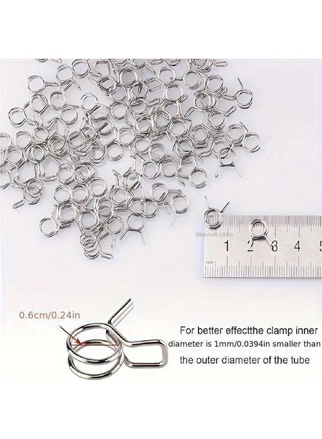 Universal Stainless Steel Double Ring Spring Clip 6mm Pipe Clamp 30pcs Leakproof Drip Irrigation Tube Adapter Easy to Install Gardening Watering Accessories - Image 2