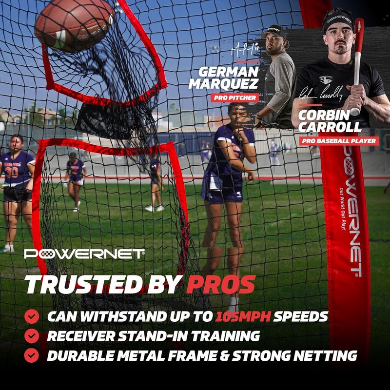 PowerNet Lacrosse & Football Passing Net, 4 x 8 FT Portable 3 Target Pocket Throwing Trainer, Football Training Equipment to Improve QB Accuracy, Throwing Net & Kicking Practice Equipment - Image 2