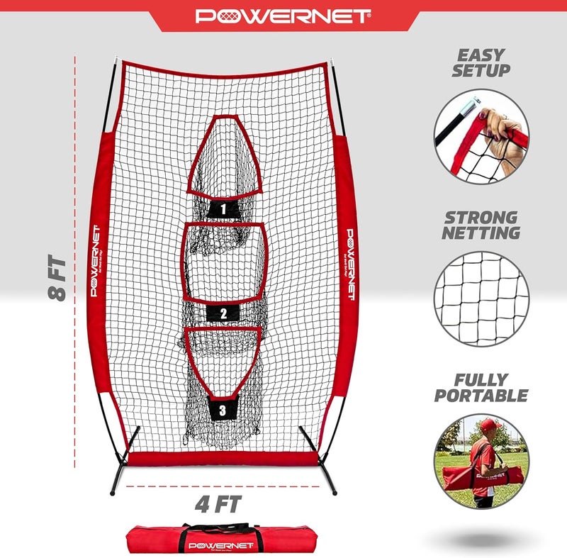 PowerNet Lacrosse & Football Passing Net, 4 x 8 FT Portable 3 Target Pocket Throwing Trainer, Football Training Equipment to Improve QB Accuracy, Throwing Net & Kicking Practice Equipment - Image 3