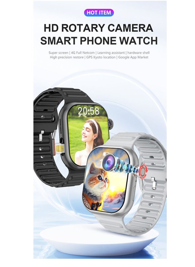 Smartbarry - C95 Ultra Android Smartwatch With Sim and 6Gb Ram 64Gb Rom Rotating camera 2 set Strap - Black - Image 1