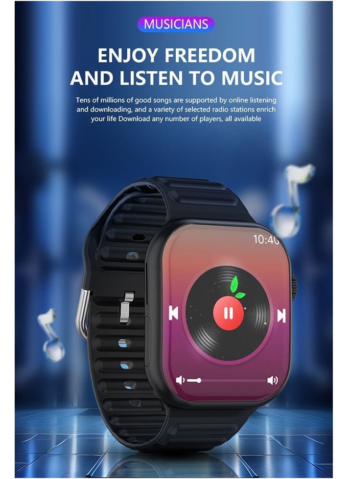 Smartbarry - C95 Ultra Android Smartwatch With Sim and 6Gb Ram 64Gb Rom Rotating camera 2 set Strap - Black - Image 1