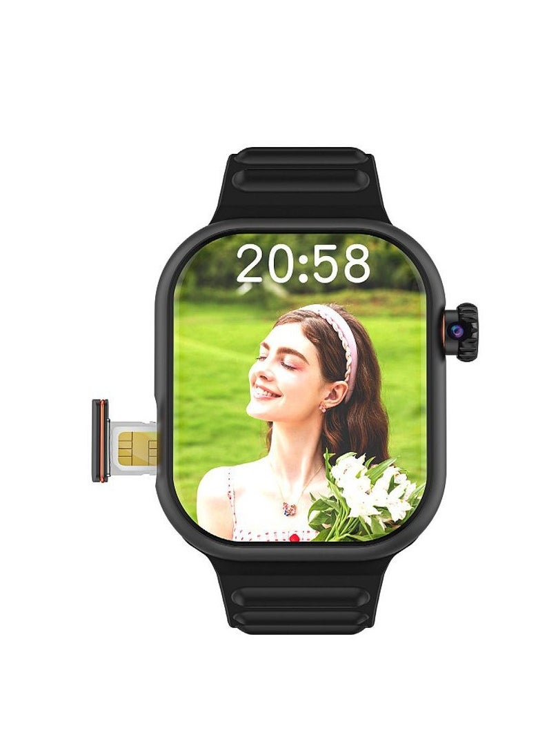 Smartbarry - C95 Ultra Android Smartwatch With Sim and 6Gb Ram 64Gb Rom Rotating camera 2 set Strap - Black - Image 1