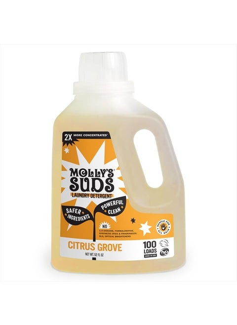 Liquid Laundry Detergent | Natural Laundry Detergent Soap for Sensitive Skin | 2x Concentrated, High Efficiency (HE) | Citrus Grove - 100 Loads