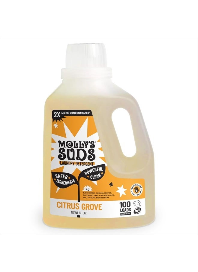 MOLLY'S SUDS - Liquid Laundry Detergent | Natural Laundry Detergent Soap for Sensitive Skin | 2x Concentrated, High Efficiency (HE) | Citrus Grove - 100 Loads - Image 1