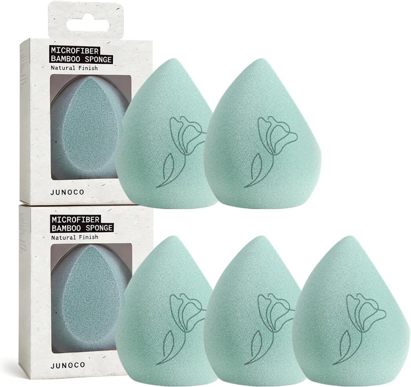 JUNO & Co. Microfiber Makeup Sponge, Dual Layer Technology for Full Coverage Flawless Makeup Blender for Foundation, Powder and Cream (5-Packs-Bamboo) - Image 1