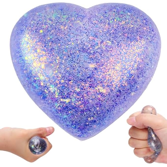 AiSiXin Heart Sugar Ball Stress Balls for Adults (Purple), Malt Sugar Ball Sensory Fidget Toys for Kids, Slow-Rise Squishy Sugar Stress Ball, Heart Shape Squeeze Toys for Stress Relief - Image 1