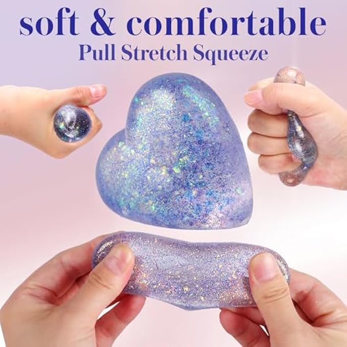 AiSiXin Heart Sugar Ball Stress Balls for Adults (Purple), Malt Sugar Ball Sensory Fidget Toys for Kids, Slow-Rise Squishy Sugar Stress Ball, Heart Shape Squeeze Toys for Stress Relief - Image 4