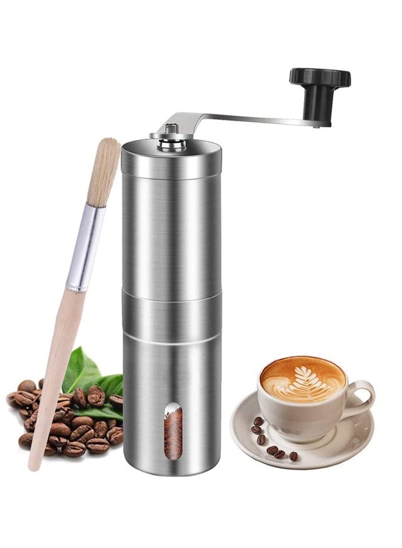 NIBEMINENT Manual Coffee Grinder, Stainless Steel Grinder with Adjustable Ceramic Conical Burr, Ideal for Home, Office, and Travelling, Come With A Spices Brush - Image 1