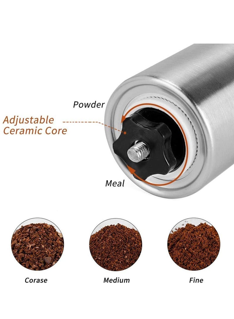 NIBEMINENT Manual Coffee Grinder, Stainless Steel Grinder with Adjustable Ceramic Conical Burr, Ideal for Home, Office, and Travelling, Come With A Spices Brush - Image 4
