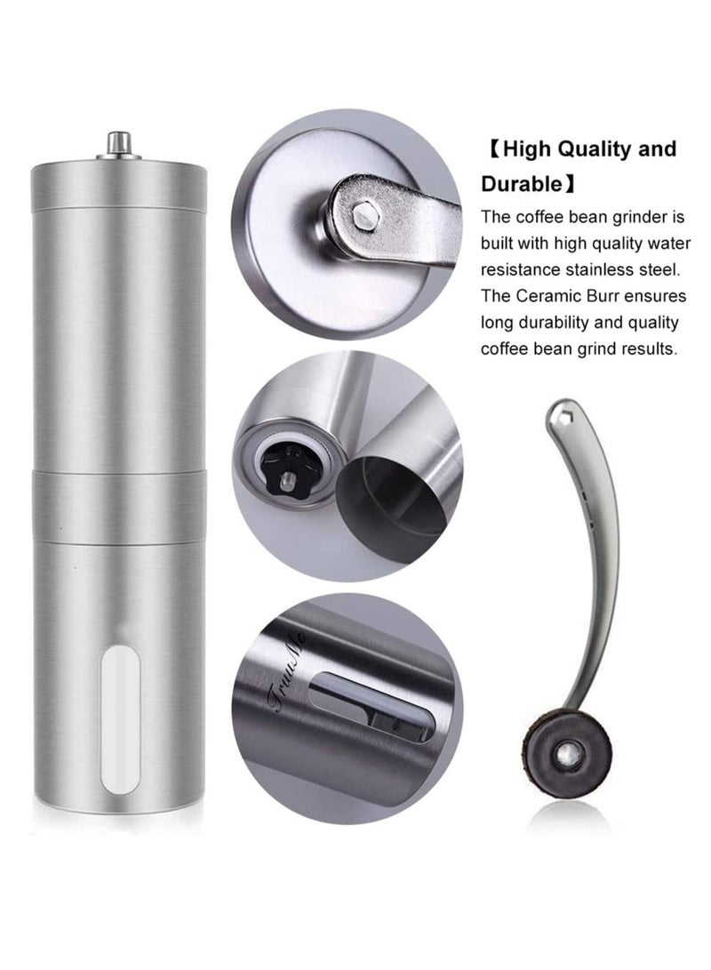 NIBEMINENT Manual Coffee Grinder, Stainless Steel Grinder with Adjustable Ceramic Conical Burr, Ideal for Home, Office, and Travelling, Come With A Spices Brush - Image 2