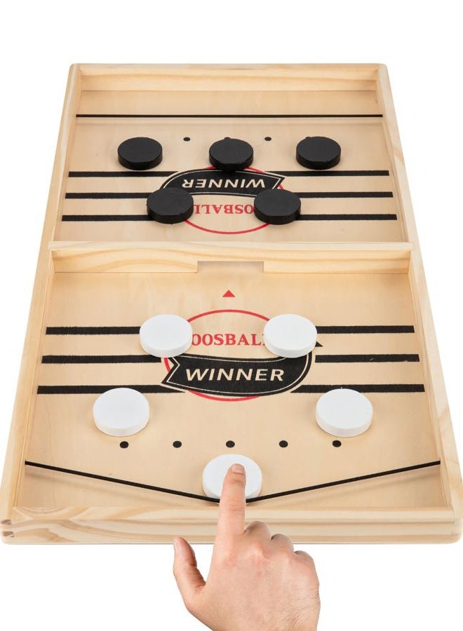 kongwal Large Sling Puck Game, Foosball Winner Board Wooden Hockey Table Fast Paced Slingshot Game Board, Rapid Battle Speed String For Kids Adults & Family Party, Size - Image 1