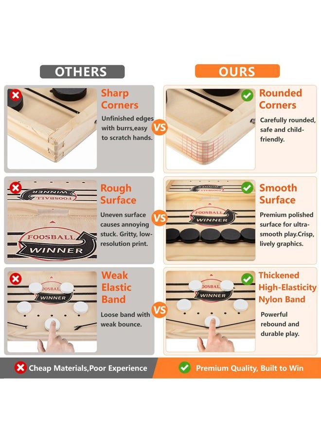 kongwal Large Sling Puck Game, Foosball Winner Board Wooden Hockey Table Fast Paced Slingshot Game Board, Rapid Battle Speed String For Kids Adults & Family Party, Size - Image 4