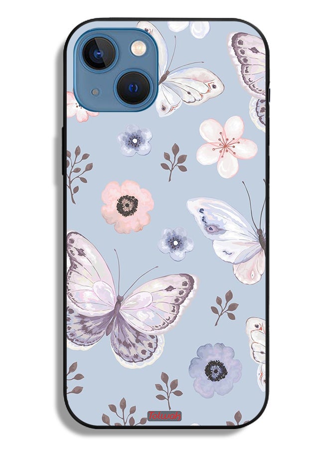 Tolwak Apple iPhone 13 Protective Case Butterflies And Flowers - Image 2