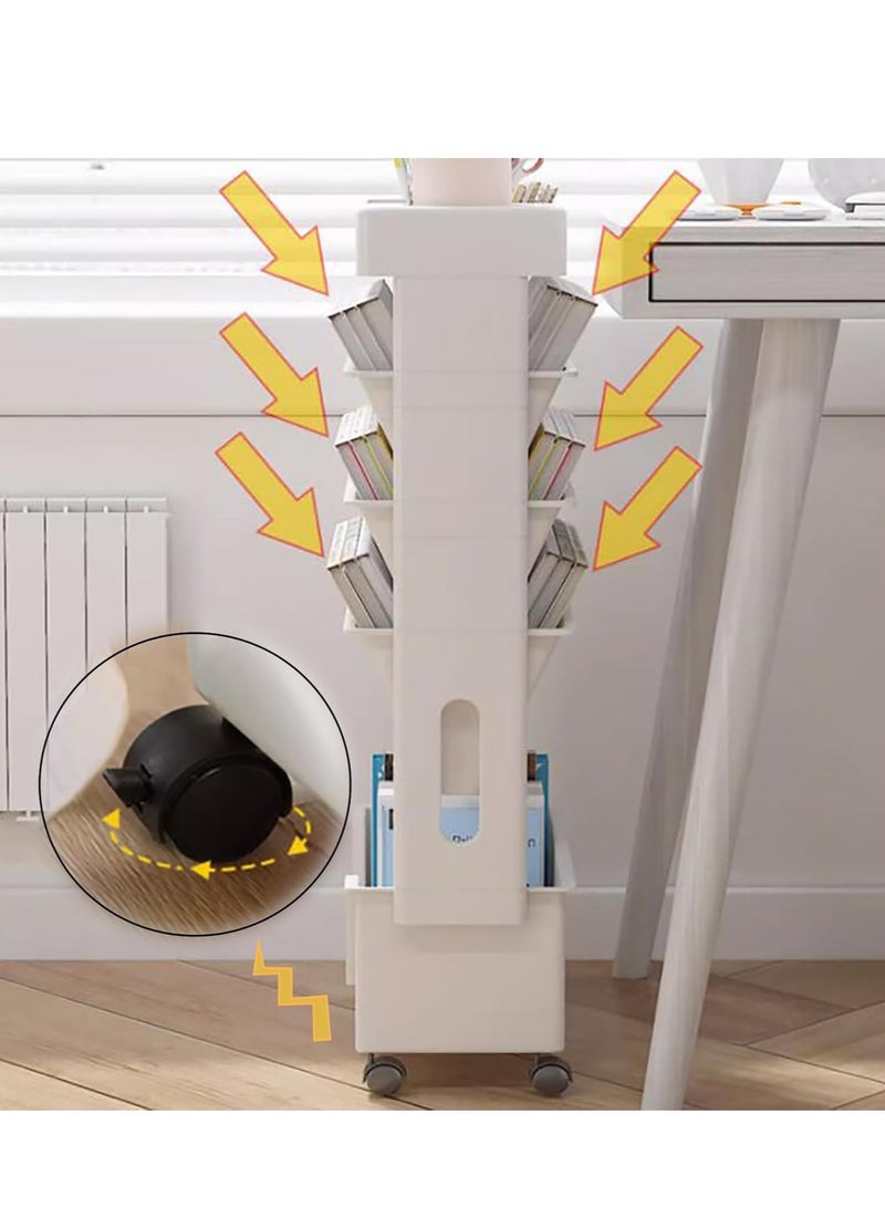 Cozy Nest 5-Tier Bookshelf Storage Cart with Wheels Multi-Functional Movable Toy Storage Organizer,Narrow Space-Saving Utility Shelf for Home,Office,Dorm,and Classroom,Durable,and Easy to Move - Image 4