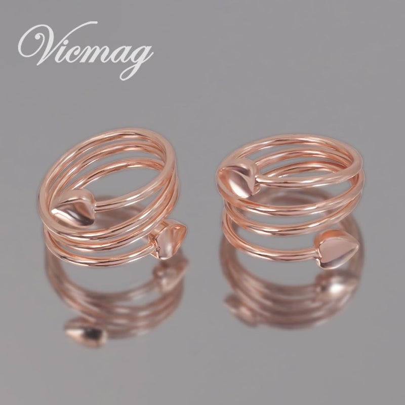 Vicmag Copper Magnetic Ring for Women Ring Ladies Fingers Thumb 99.9% Solid Pure Copper Gift 2PCS Adjustable (Rose Gold Heart) - Image 5