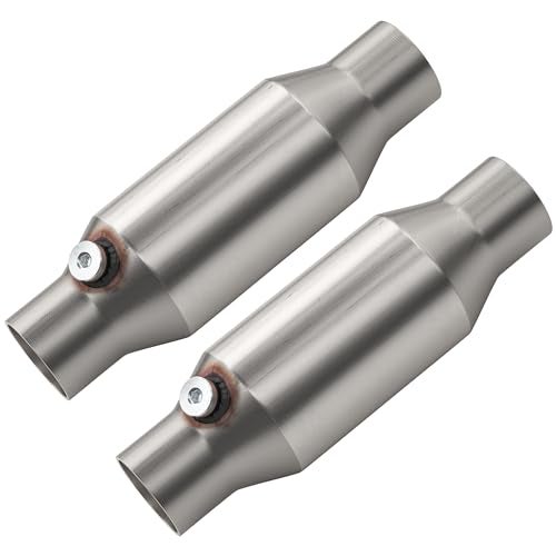 ASOPARTS 2.5" Universal Catalytic Converter, 2.5" Inch Inlet/Outlet Cat Converter with O2 Port (2 Pcs) - Image 1