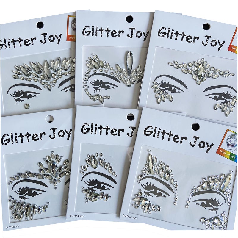 ليورز مجموعة ملصقات لامعة مزودة بأحجار بتصميم وجه حورية البحر مكونة من 6 قطع - Image 1