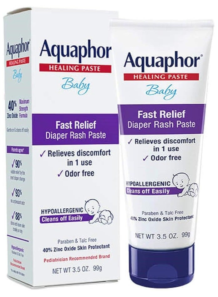 Aquaphor, Baby, Fast Relief Diaper Rash Paste, 3.5 oz (99 g) - Image 1