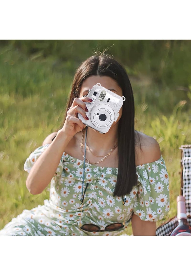 Mmmon Clear Case with Photo Storage Pocket and Accessories for Fujifilm Instax Mini 12 Instant Camera,For Polaroid Mini 12 Clear Hard Case(Cow Style,Transparent)  - Image 2