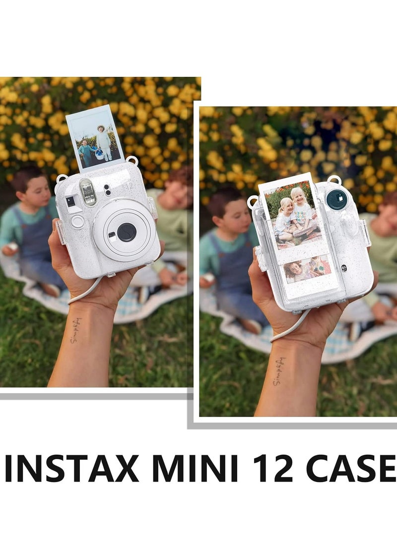 Mmmon Clear Case with Photo Storage Pocket and Accessories for Fujifilm Instax Mini 12 Instant Camera,For Polaroid Mini 12 Clear Hard Case(Cow Style,Transparent)  - Image 4