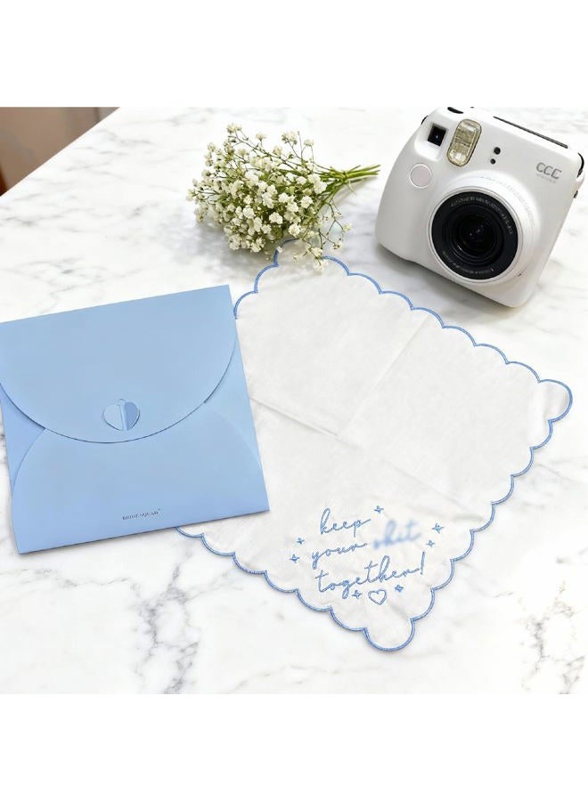 LADY&HOME Something Blue Gift for Bride Embroidered Wedding Handkerchief-Wedding Day Keepsake - Image 5