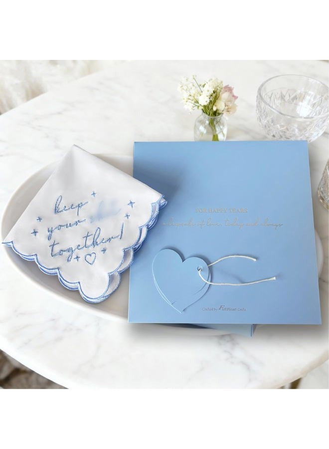 LADY&HOME Something Blue Gift for Bride Embroidered Wedding Handkerchief-Wedding Day Keepsake - Image 4