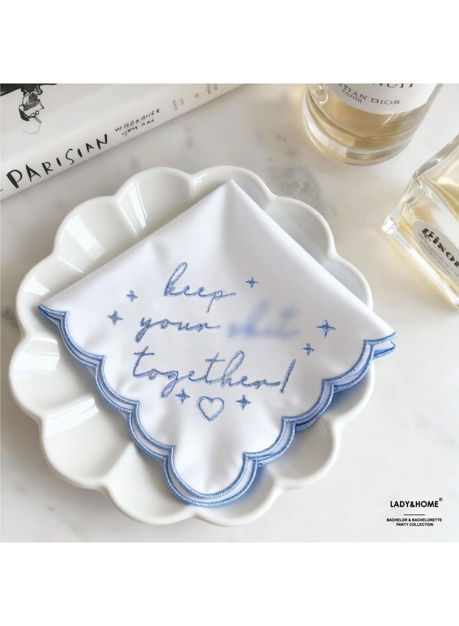 LADY&HOME Something Blue Gift for Bride Embroidered Wedding Handkerchief-Wedding Day Keepsake - Image 2