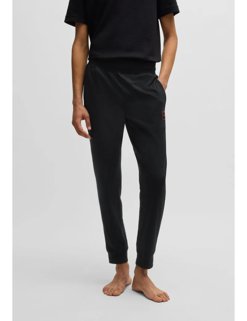HUGO Stretch-cotton tracksuit bottoms with logo print