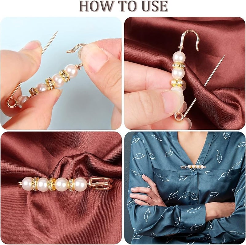 WEZCHUGHAOL 11 Pcs Fashion Pearl Brooch, Sweater Shawl Clip, Muslim Scarf Hijab Pins, Dress Pin Clip, Waist Fixed Pins, Hat Shawl Accessories Decorations - Image 1