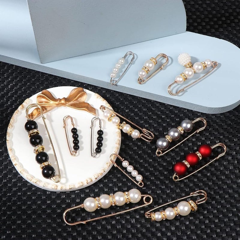 WEZCHUGHAOL 11 Pcs Fashion Pearl Brooch, Sweater Shawl Clip, Muslim Scarf Hijab Pins, Dress Pin Clip, Waist Fixed Pins, Hat Shawl Accessories Decorations - Image 3