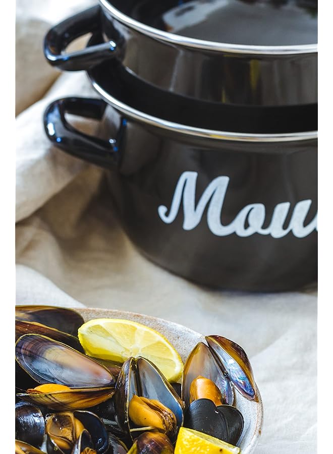 KitchenCraft World Of Flavours Mussel Pot, Enamel, Large (25 Cm) - Image 2