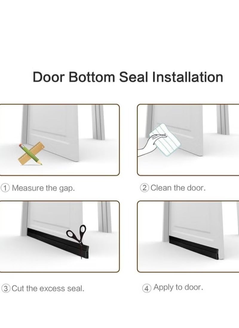Generic Adhesive Under Door Sweep Weather Stripping Soundproof Rubber Bottom Seal with Wider Strong for Interior Exterior Doors Guard Against Drafts Dust Noise Animals (1M Black)  - Image 5