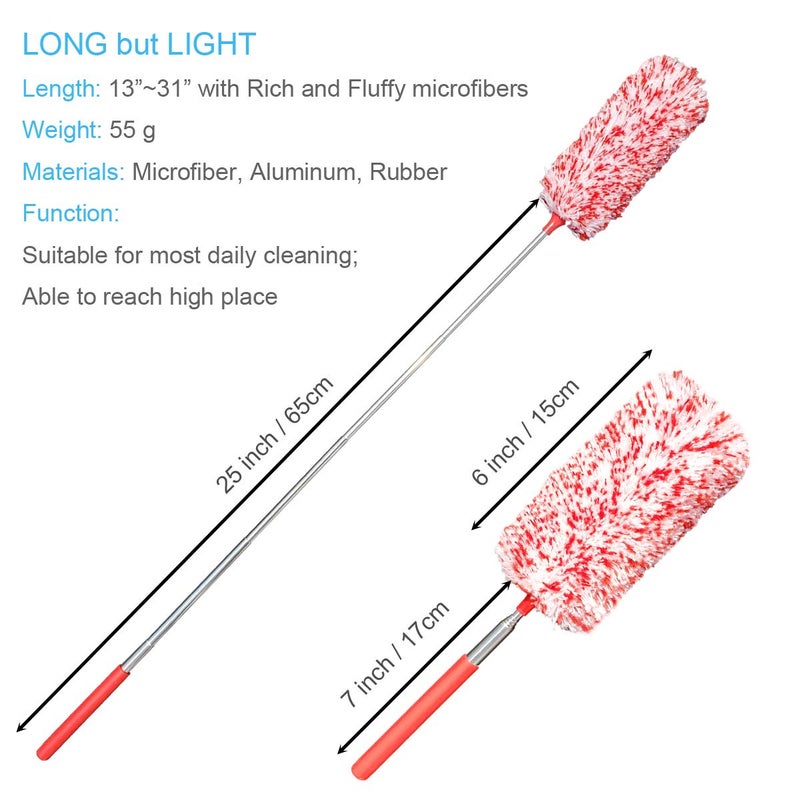 Tonmp 4 Pcs, [Microfiber] Hand [Duster] [Washable] Microfibre Cleaning Tool Extendable [Duster]s for Cleaning Office, Car, Computer, Air Condition - Image 2